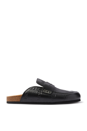 Logo-debossed Leather Backless Loafers